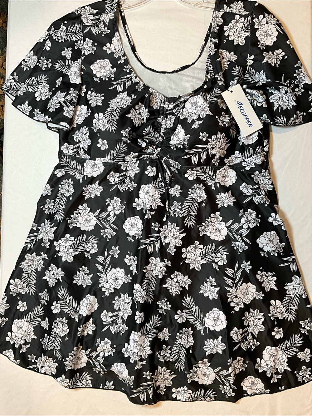 Ecupper Padded Short Sleeve Floral Swim Dress With Shorts Size 3XL - Picture 8 of 8